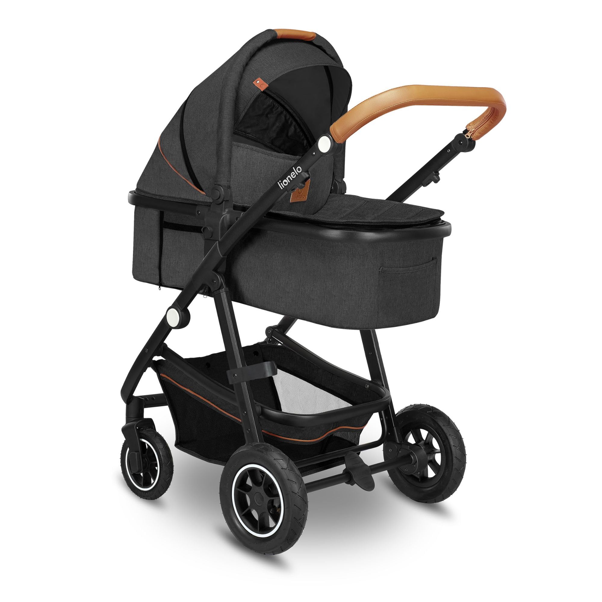 LIONELO Amber Coche de bebé multifuncional 2 en 1 Conjunto silla de paseo con el Asiento de Cubo e Capazo Manillar regulable Bolsa Mosquitero Protector de lluvia