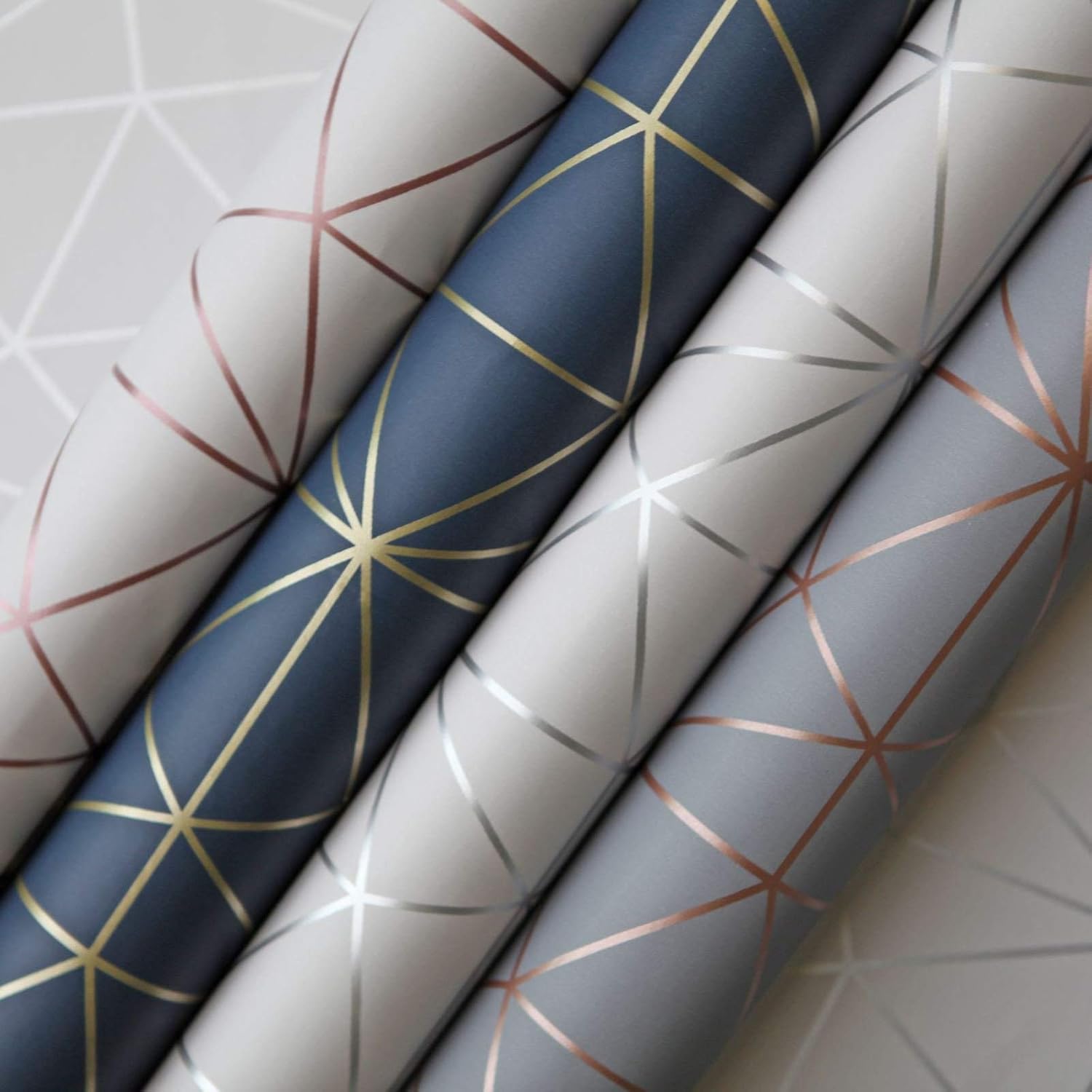 Metro Prism Geometric Metallic Contemporary Modern Triangle Wallpaper Lounges Livingroom Bedroom - Grey Silver and Silver - WOW006 World of Wallpaper