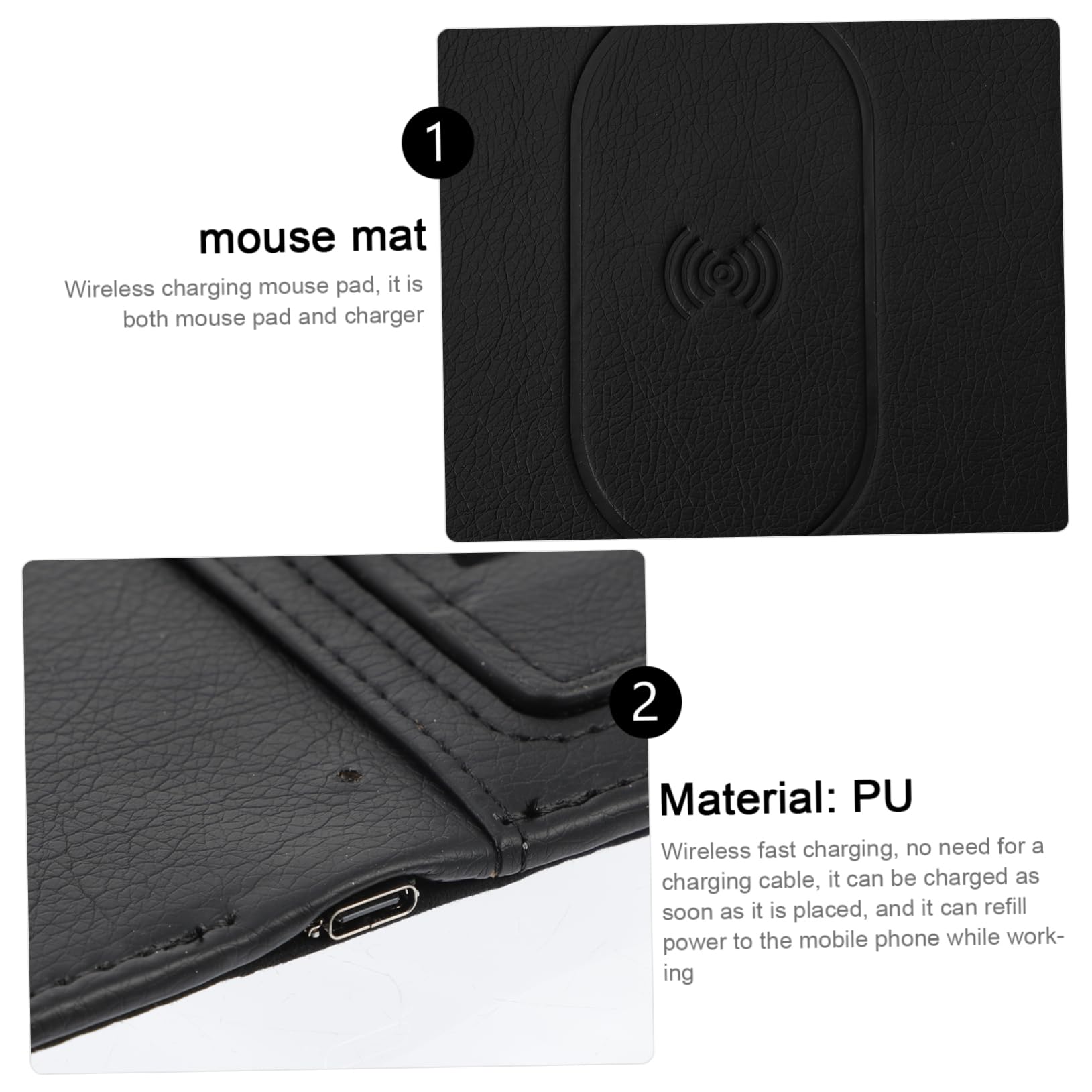 Ciieeo Tappetino per Mouse Wireless 15w in Pu, Anti-spruzzo