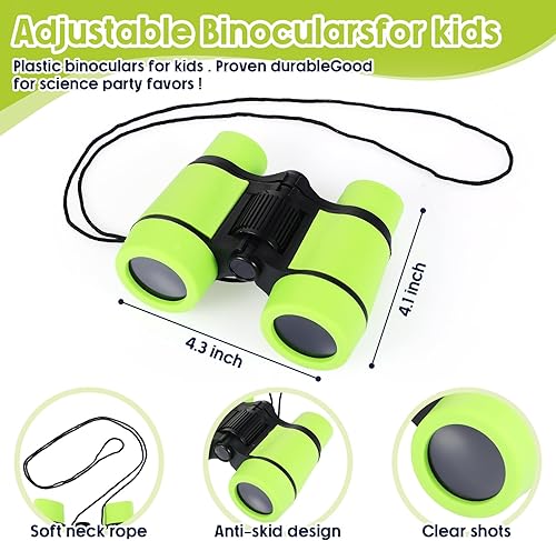 Miniatura 2 de Liliful Juego de 12 prismáticos y brújula para niños con lupa, binoculares de alta resolución a prueba de golpes, brújula colorida para Navidad,