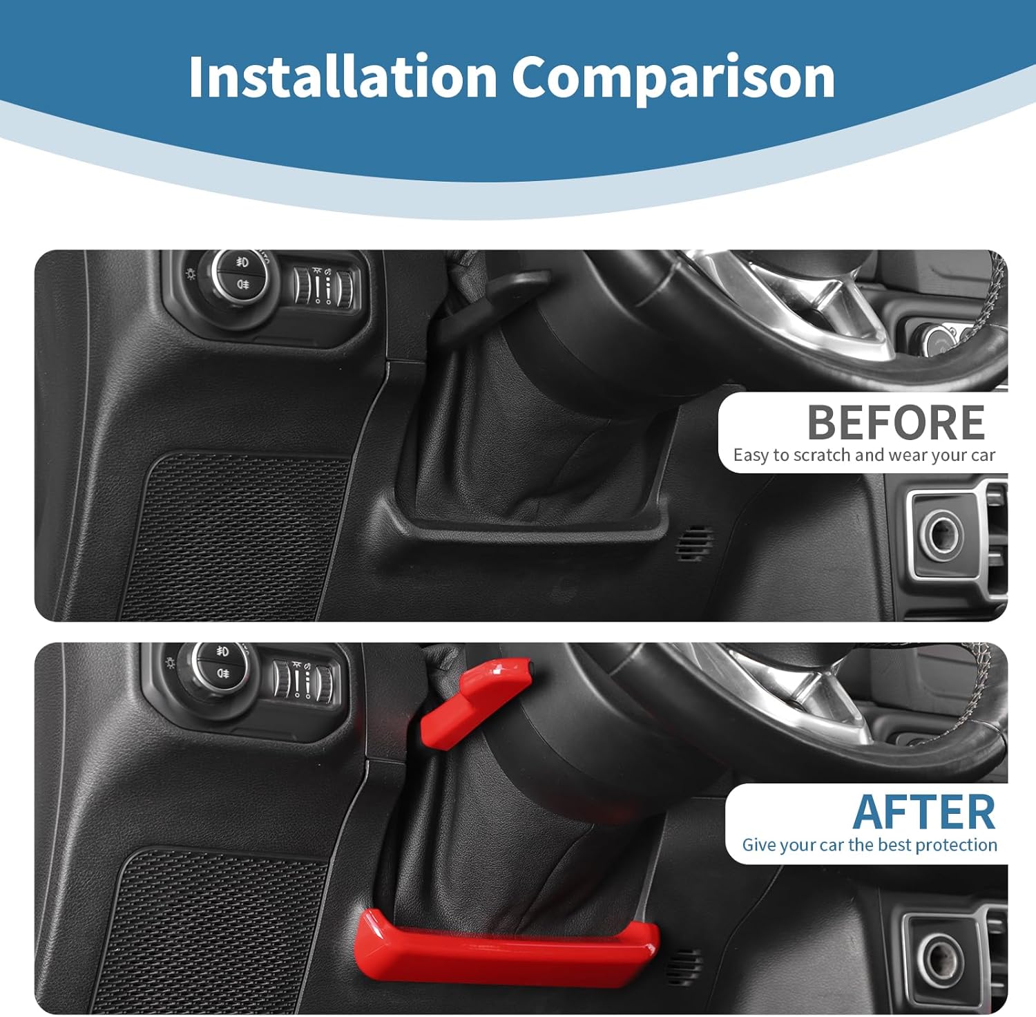 for Jeep JL Red Steering Wheel Adjust Handle Trim Cover for Jeep Wrangler JL JLU 2018+ for Gladiator JT 2020-Present ABS Interior Accessories 2pcs