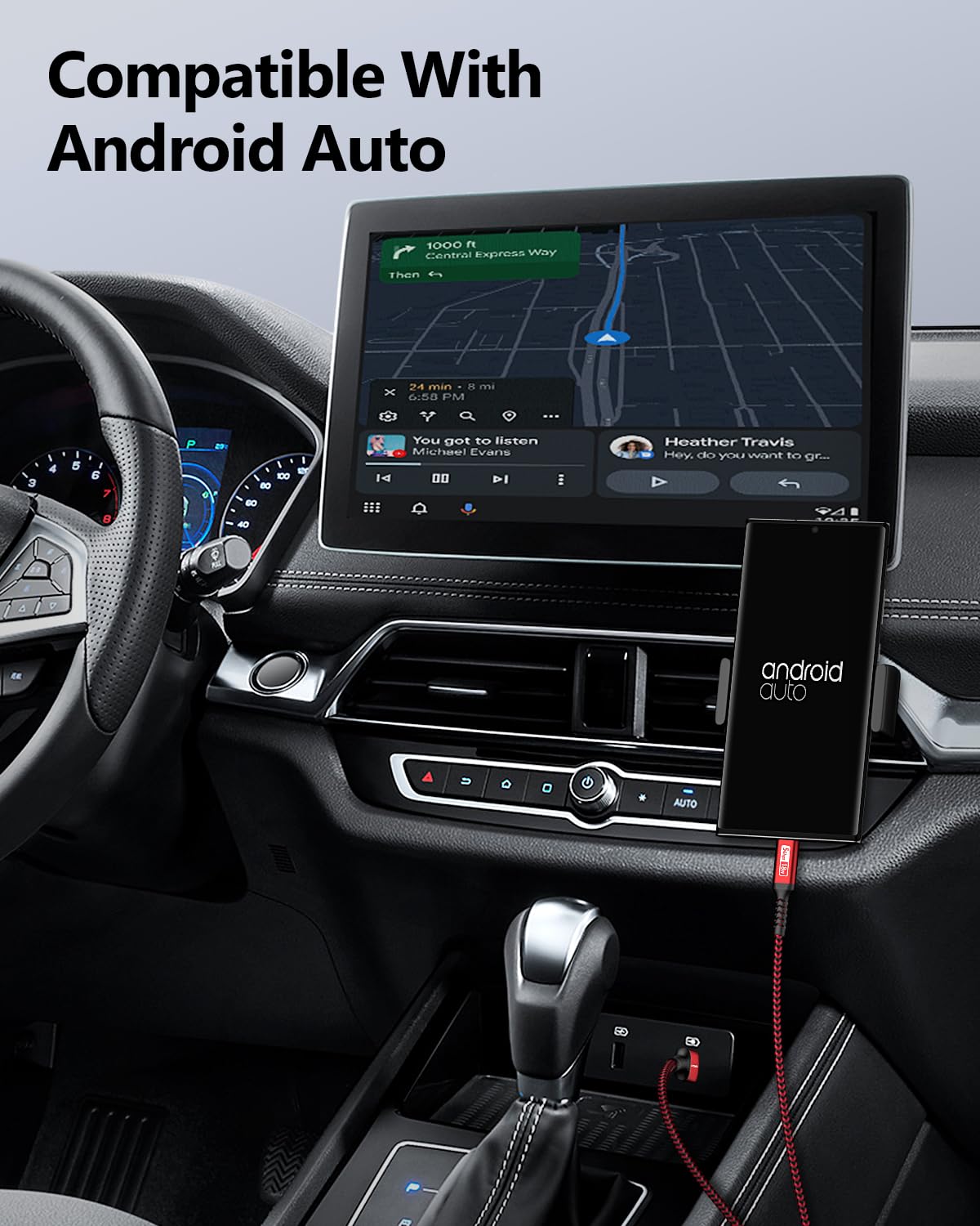 SUNGUY Cavo USB C, 3m Cavo USB Type C Cavo 5 Gbps Cavo di Ricarica Compatibile con iPhone 15 Pro Max, Galaxy S24 S23 S22, Android Auto-Rosso