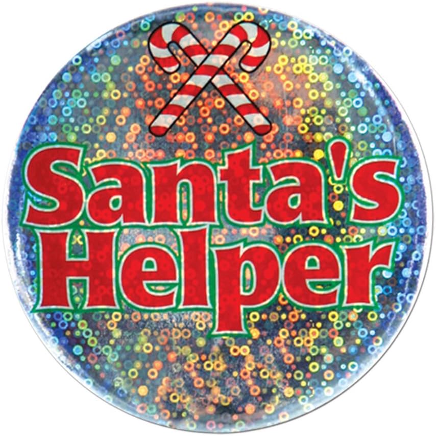 Beistle Christmas Party Decoration Santa's Helper Button - 12 Pack (1/Card)