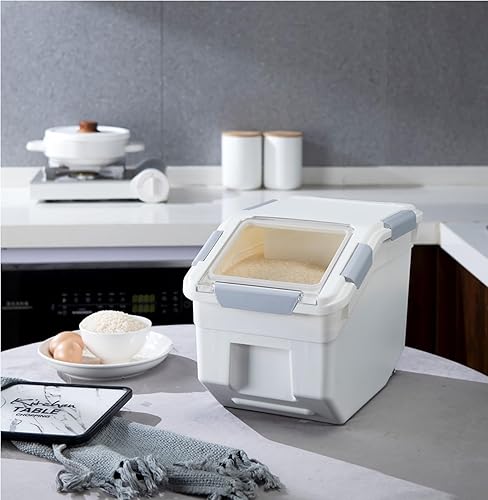 Miniatura 2 de HANAMYA Contenedor de almacenamiento de arroz de 10 litros  20 libras con taza medidora, sin BPA, para arroz  Grano  Alimento para mascotas  Harina,
