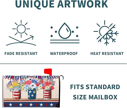 Miniatura 133 de Funda para buzón de águila calva con bandera estadounidense, tamaño estándar, 18 x 21 pulgadas, patriótica, impermeable, para buzón de correo