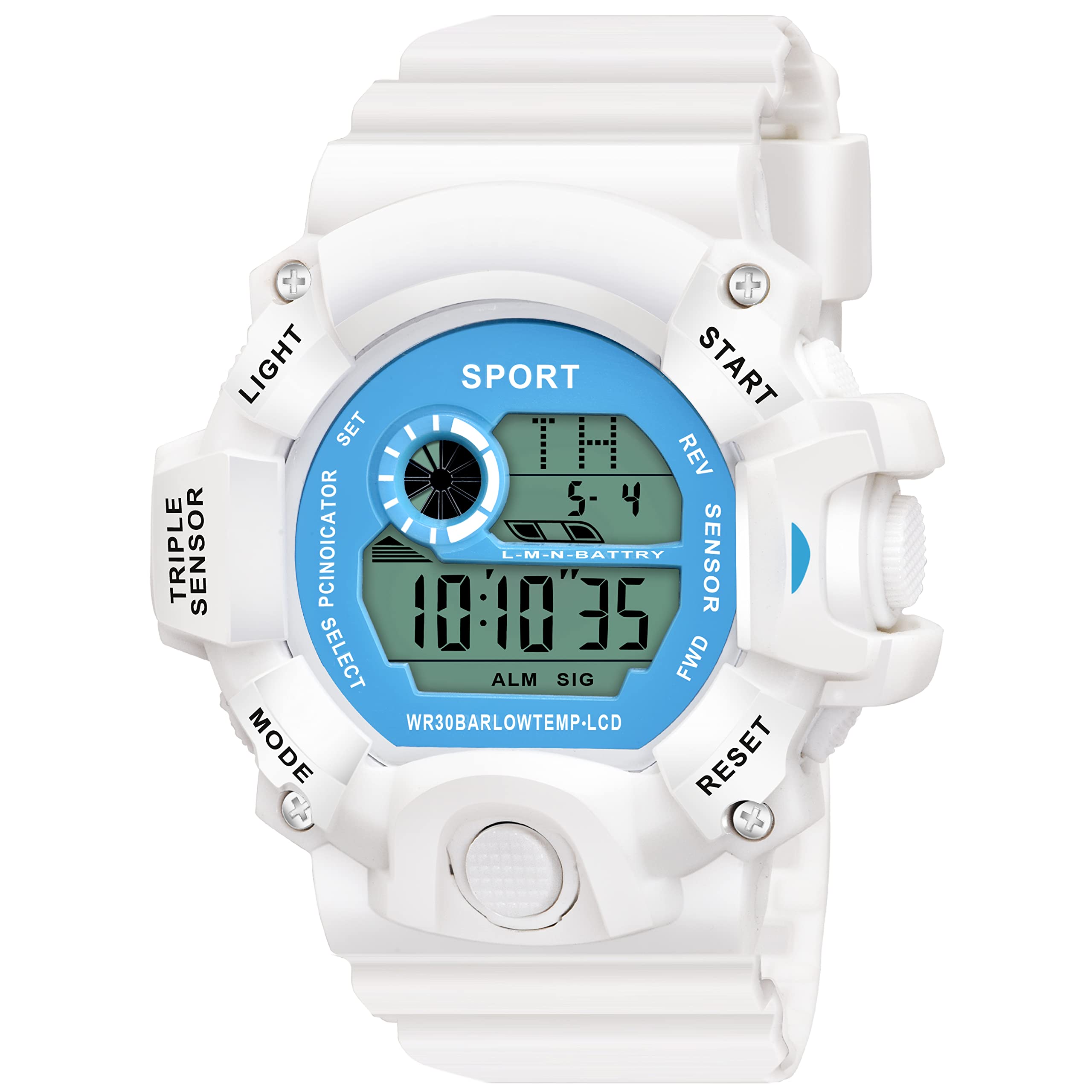 Acnos Polyurethane Premium Brand-A Digital Watch Shockproof Multi-Functional Automatic Blue Dial White Color Strap Waterproof Digital Sports Watches For Mens Kids Watch For Boys-Watches For Men (B09MJ26VNJ) Amazon Price History, Amazon Price Tracker