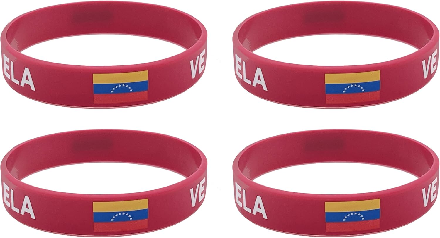 4 Pcs Venezuela Venezuelans Country Flag Rubber Bracelets, National Flag Silicone Bracelet, Rubber Wristbands Patriotic Decorations Gift