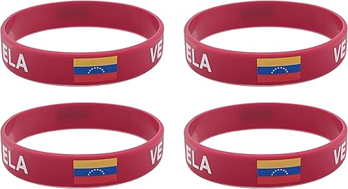 4 pulseras de goma con bandera venezolana venezolana de Venezuela, pulsera de silicona con bandera nacional, pulseras de goma, decoraciones