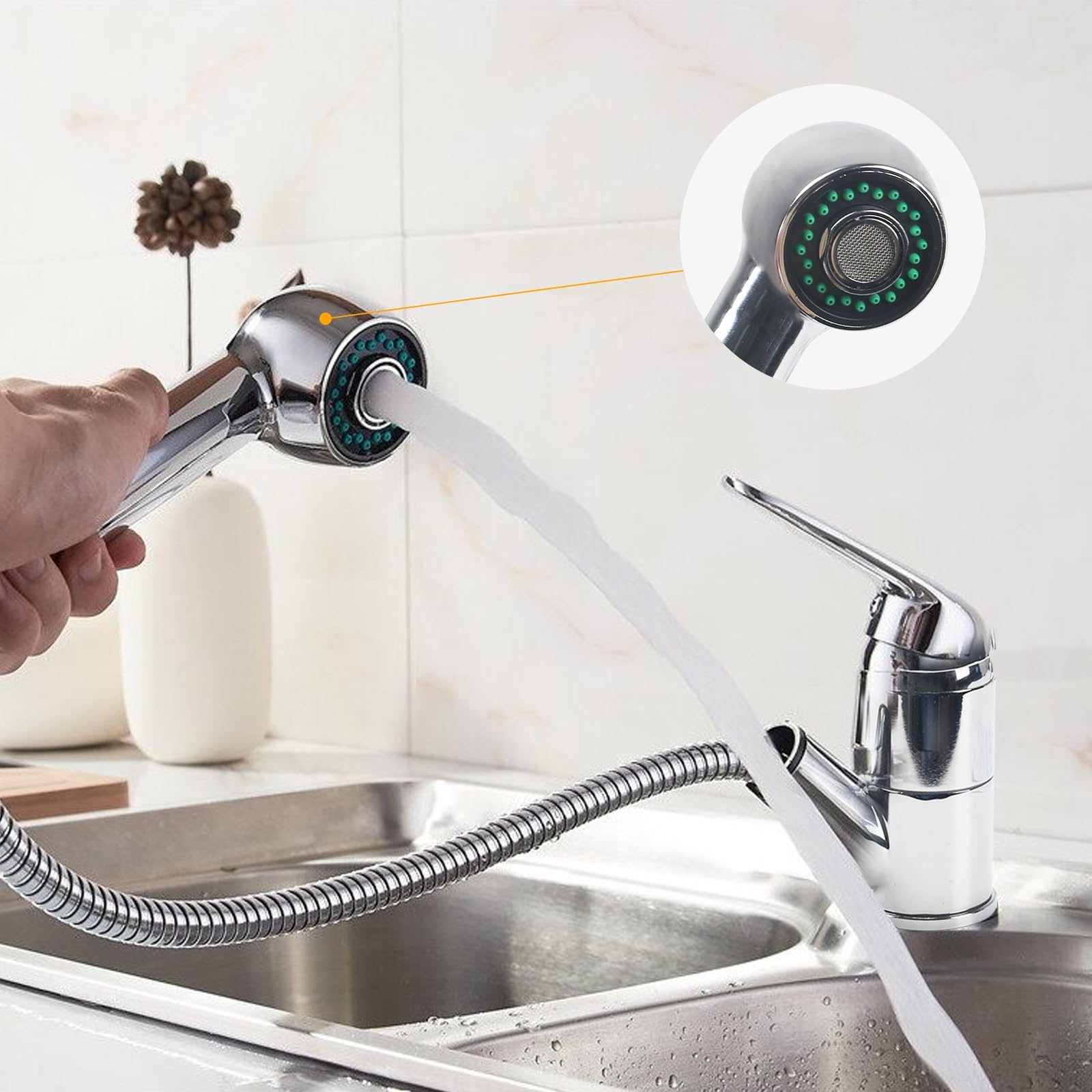 Mitigeur Cuisine avec Douchette Extractible Chromé Pivotant 360° | Robinet Cuisine 2 Modes de Jet Robinet Evier de Cuisine Mitigeur Evier en Laiton Robinetterie de Cuisine Froide et Chaude