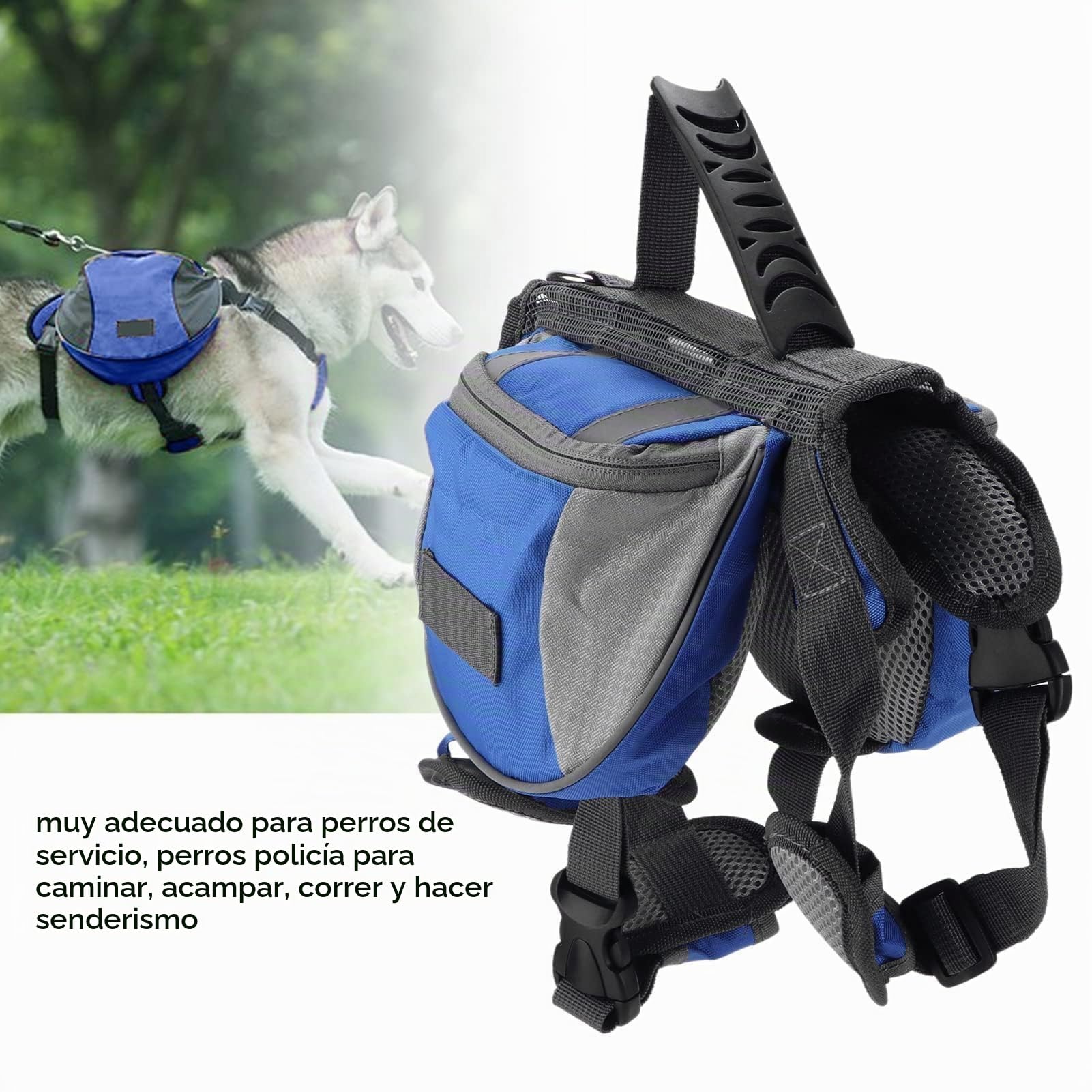 Mochila Arnés Para Perro, Gran Capacidad Impermeable Mochila Con Arnés Para Perro Mochila De Senderismo Mochila Perro Mochilas Para Perros Con Banda Reflectante Para Perro Pequeño Mediano Grande(M)