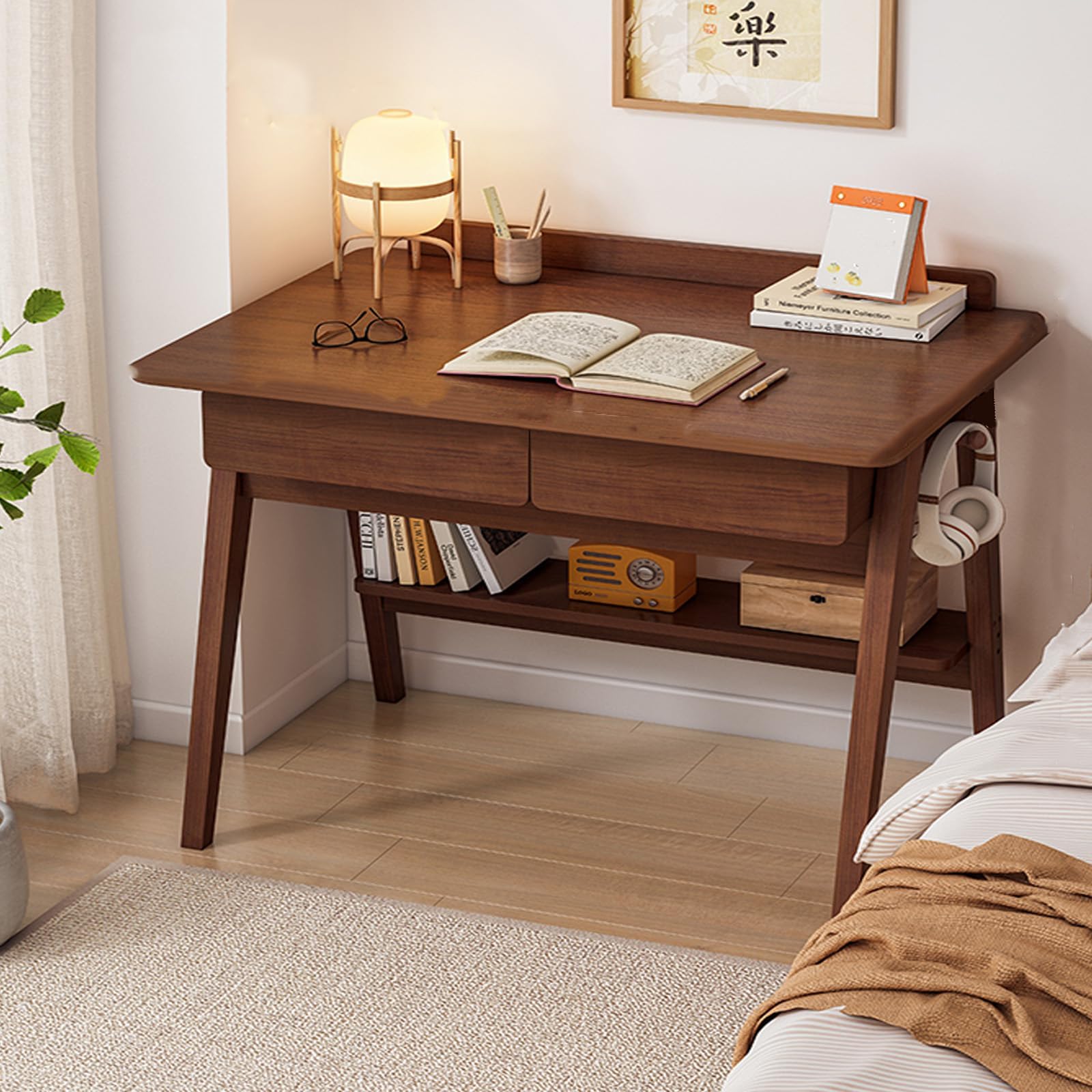 Amazon.com: Vintage Solid Wood Writing Desk with Drawers, Writing