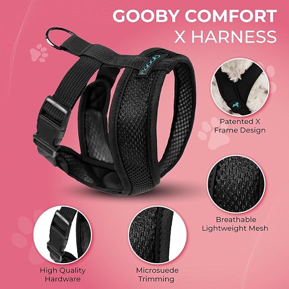 Gooby Comfort X Head-in Dog Harness, Choke-Free, Black, Small