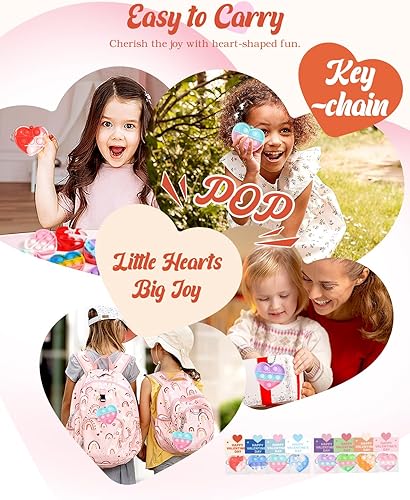 Miniatura 7 de Jinsome Paquete de 32 juguetes para ansiedad y tarjetas prellenadas para el día de San Valentín para el aula de los niños, mini juguetes en forma de