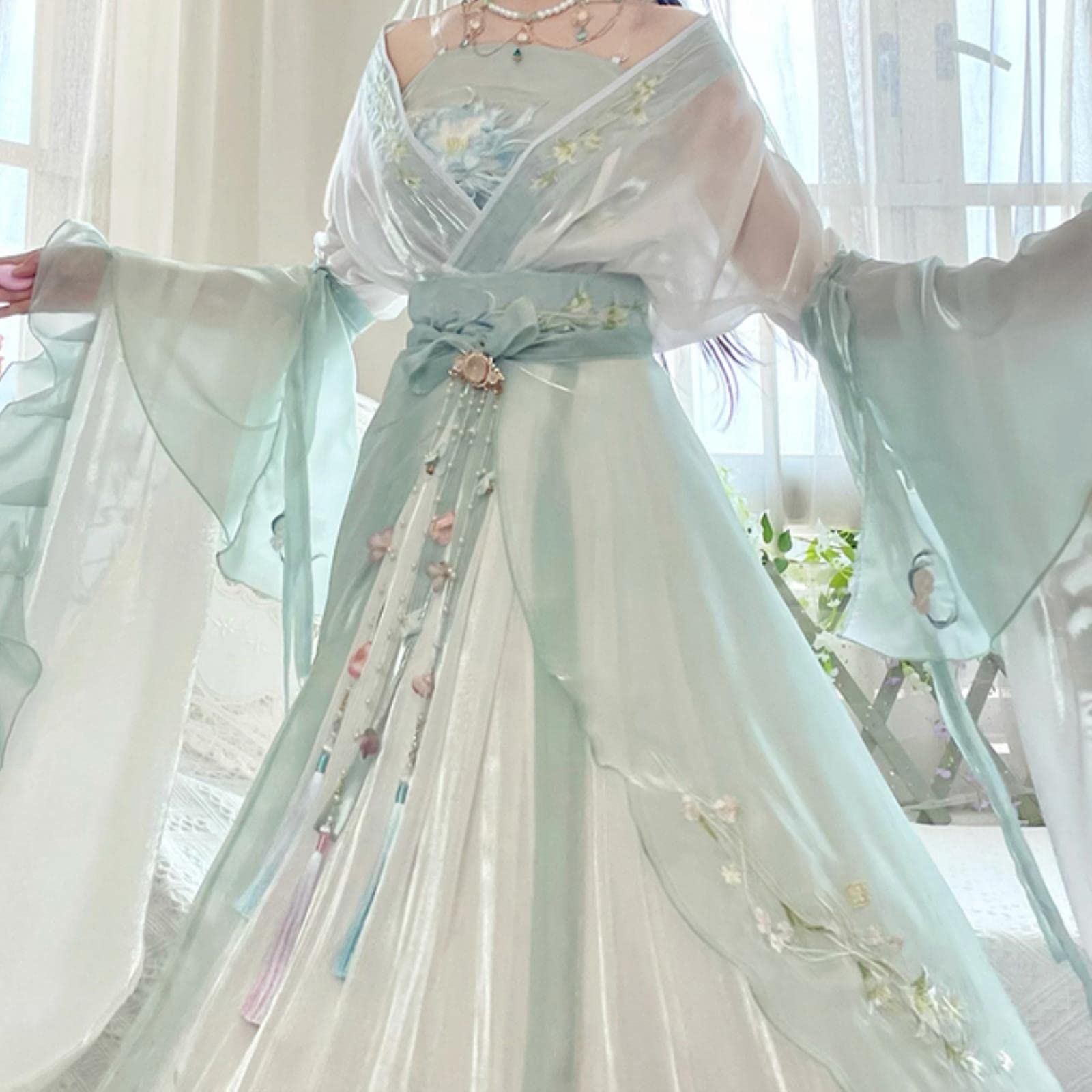 Chińska sukienka Hanfu dla kobiet starożytne tradycyjne haftowane zestawy Hanfu karnawał wróżka kostium cosplay zielona sukienka do tańca Hanfu