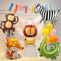 Vista 39 de 9 Pcs Zebra Elephant Jungle Safari Balloons Foil Helium Monkey Lion Zebra Giraffe Leopard Crocodile Bee Fox Shaped Animal Balloons for Wildlife