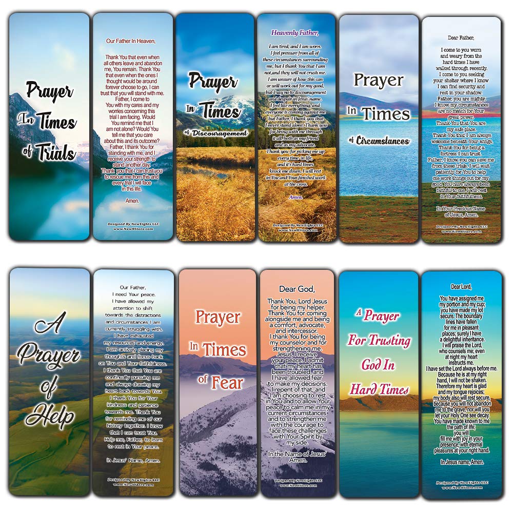 NewEights Encouraging Prayers During Difficult Time Bookmarks (60-Pack) - Sunday School Easter Baptism Thanksgiving Christmas Rewards Encouragement Gift Motivational Cards Scriptures - Gift Token