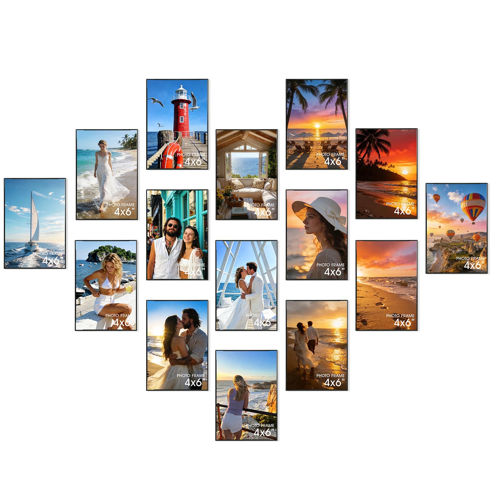15 Pack 6x4 Picture Frames, Black Photo Frames with Acrylic Front for Wall Mounting or Tabletop Display, Horizontal or Vertical for Home Office Decor
