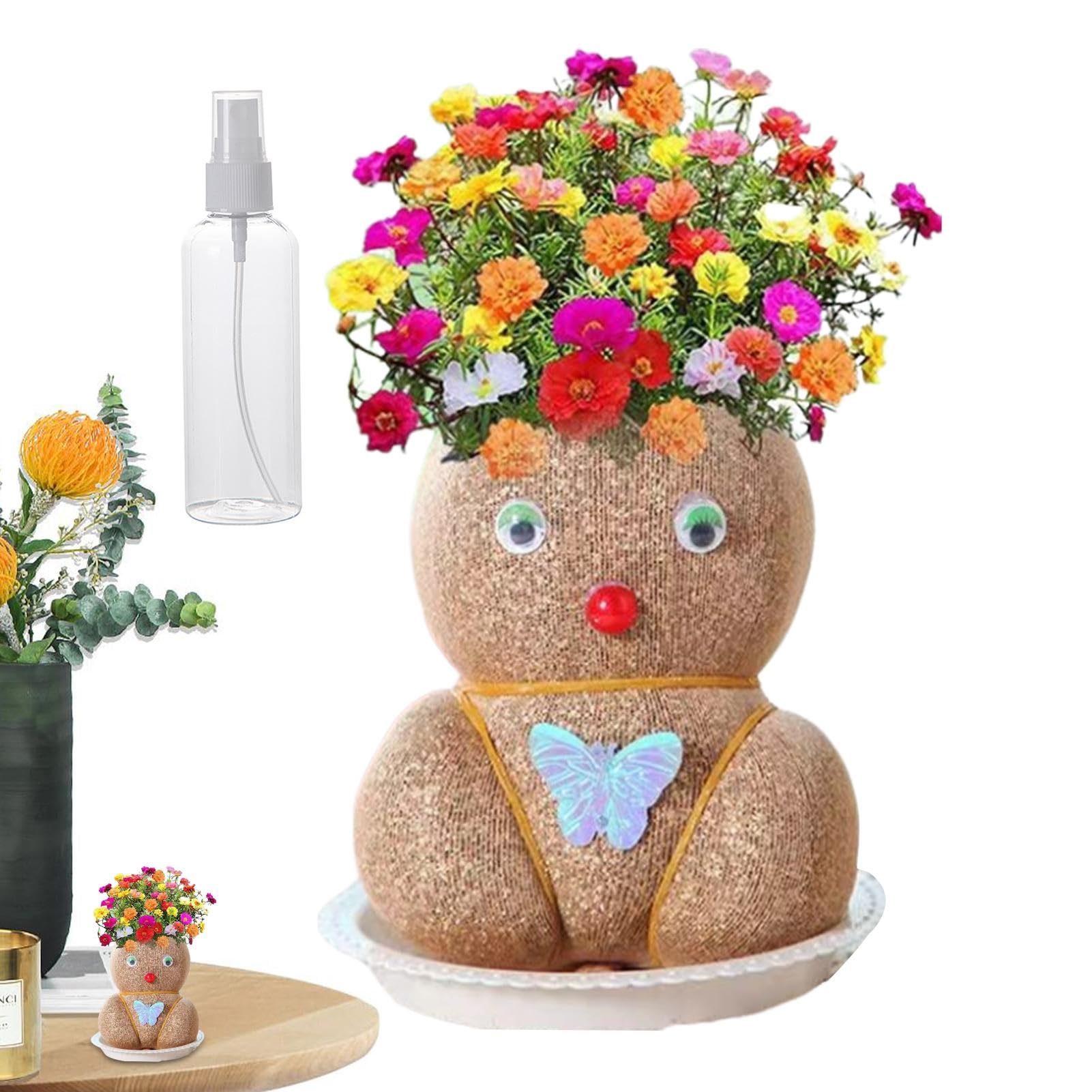 Amazon.co.jp: 成長する草の頭人形 - 3.97インチ ミニ盆栽、草の頭の