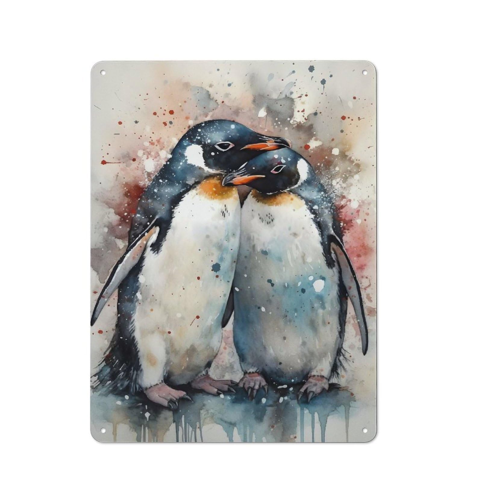 Junmoney Style-14 Penguins Metal Wall Sign 40X30cm, Rustic Decor For Workshop Wall, For Vintage Wall Decor Fans, For Themed Room Decoration