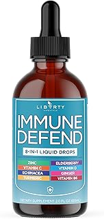 8-in-1 Immune Support Liquid Drops – Elderberry, Turmeric Curcumin, Echinacea, Ginger, Vitamins C & D3, Zinc & B6 – Fast-Absorbing Immune & Antioxidant Support – Vegan, Non-GMO – 2 oz