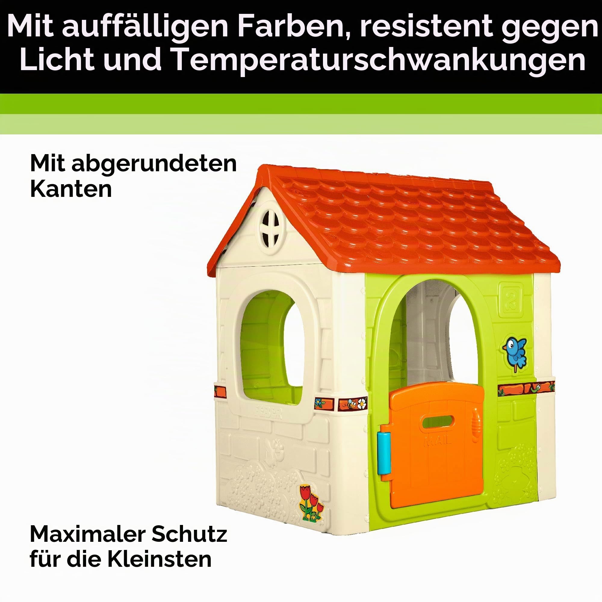FEBER - Fantasy House, Kinderspielhaus mit Falttür, zum Spielen im Freien oder zu Hause, Mehrfarbig, stabil und leicht zu montieren, für Kinder von 2 bis 6 Jahren, FAMOSA (FEH17000)