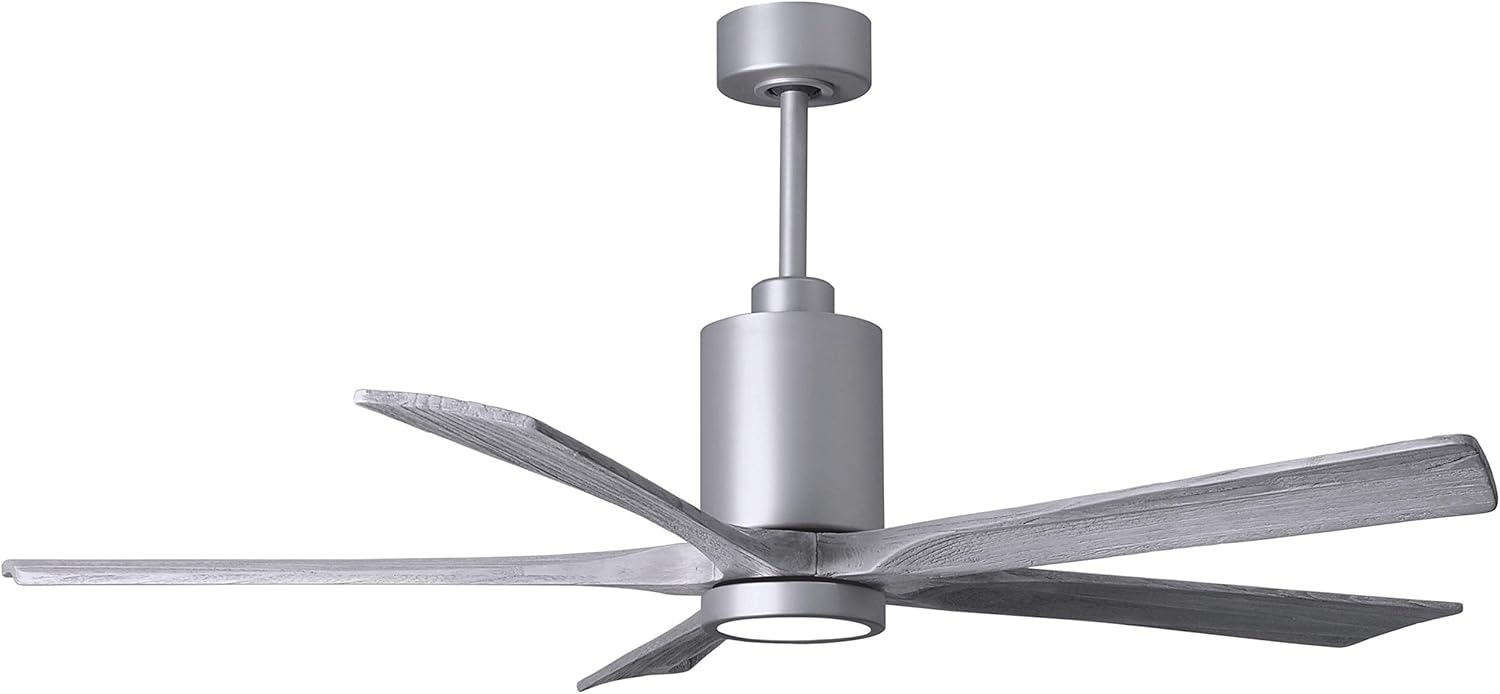 Matthews PA5-BN-BW-60 Patricia Damp Rated 60" Ceiling Fan with Light and Remote & Wall Control, 5 Barn Wood Tone Solid Wood Blades, Silent DC Motor, Brushed Nickel