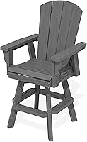 Vista 17 de SERWALL Silla de bar Adirondack giratoria de HDPE, silla Adirondack giratoria para balcón, taburetes de bar de altura de barra al aire libre