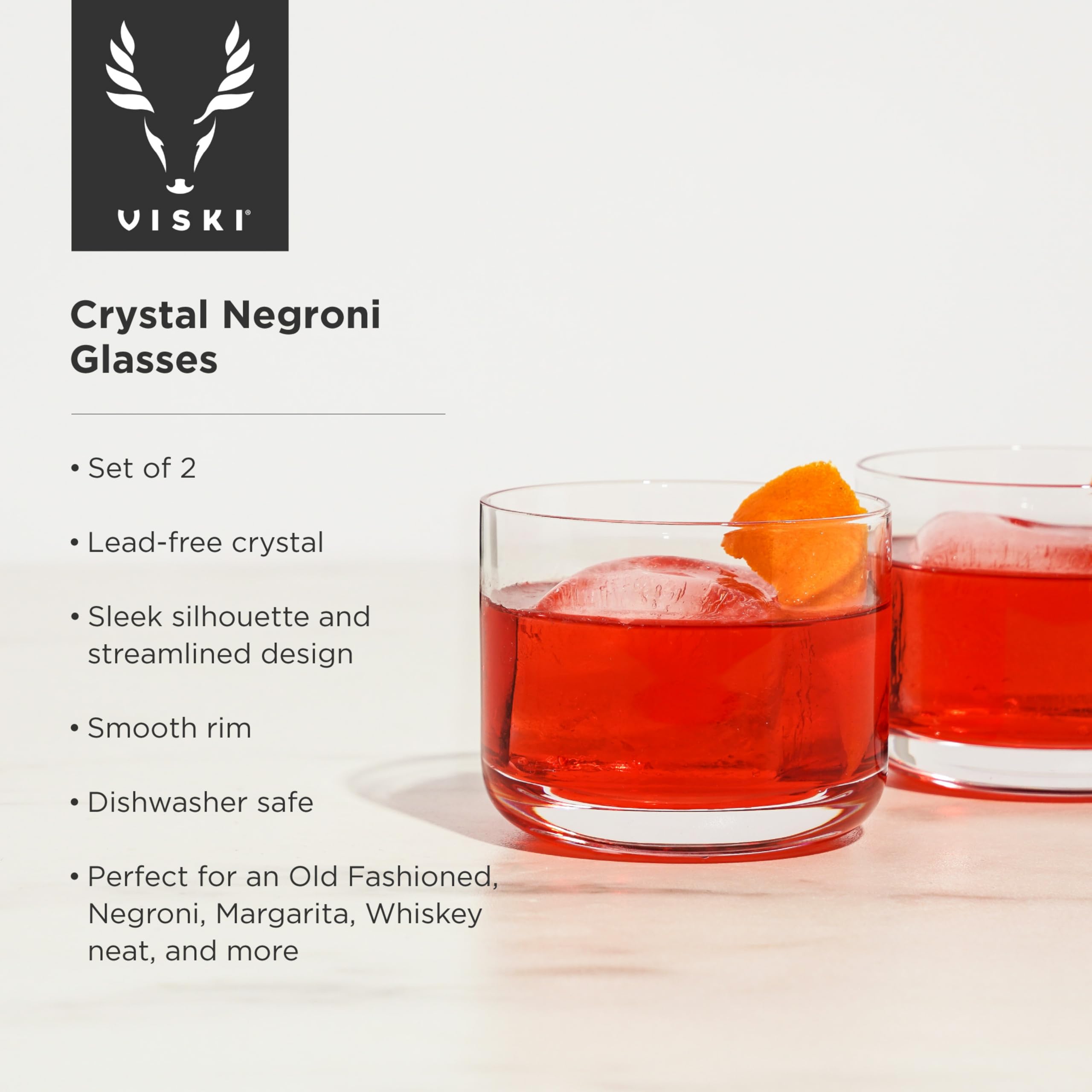 Viski Kryształowe kubki Negroni zestaw 2 sztuk, bezołowiowe szkło kryształowe premium, stylowe szklanki koktajlowe Lowball, zestaw upominkowy, 237 ml