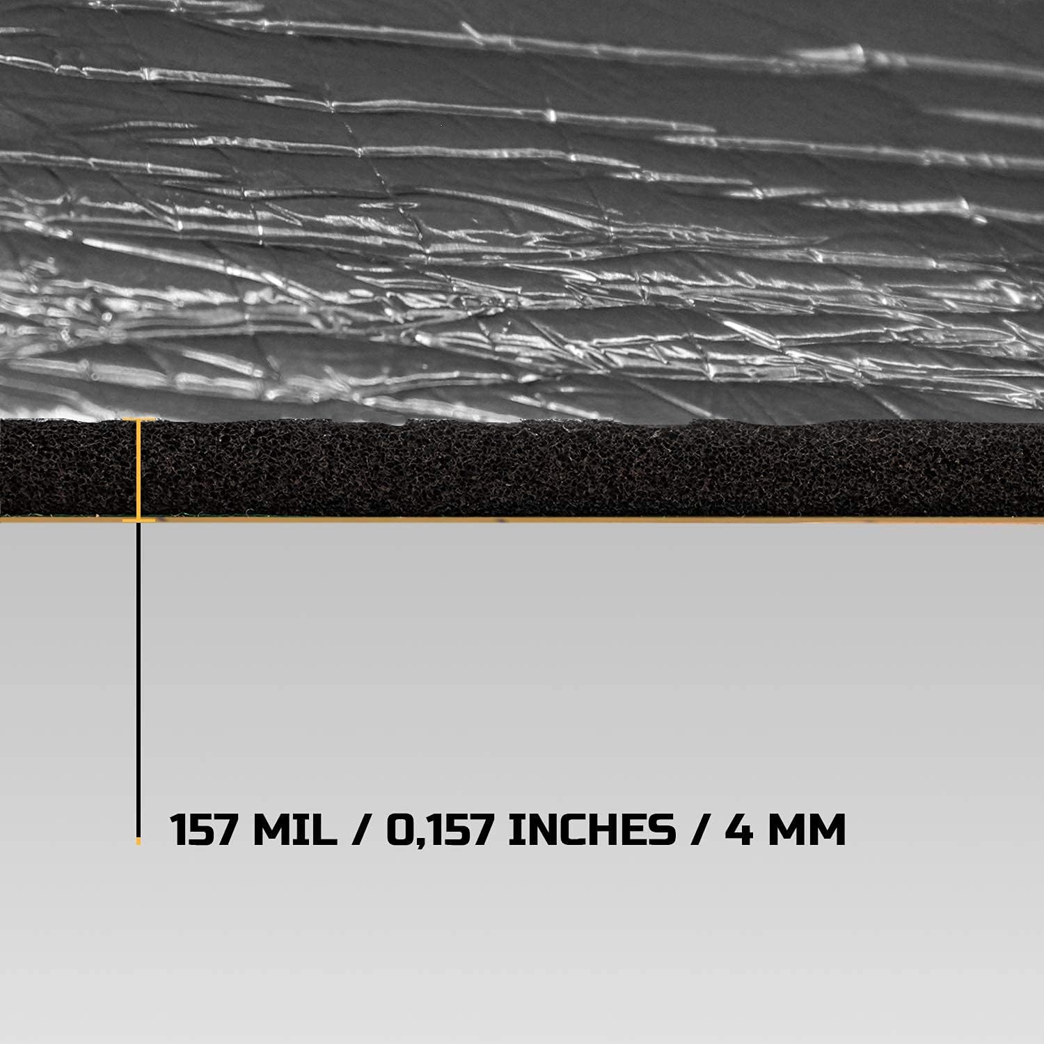 Siless Liner 157 mil 36 sqft Aluminum Foil Finish Car Sound Deadening & Heat Insulation Closed Cell Foam - PE Foam Sound Deadener : Automotive