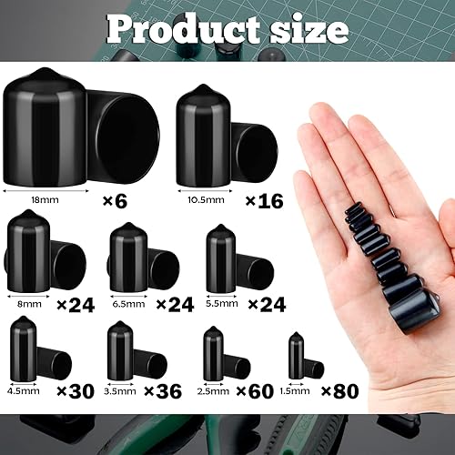 Miniatura 2 de Zonon 300 tapas de goma flexibles de rosca de tornillo cubiertas de pernos de goma en 9 tamaños 0.059 in, 0.098 in, 0.138 in, 0.177 in, 0.256 in,
