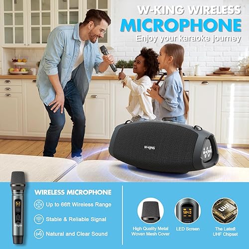 Miniatura 3 de W-KING Altavoces Bluetooth portátiles ruidosos con micrófono inalámbrico, (120 W PICO) Altavoz exterior Bluetooth inalámbrico impermeable de 70 W,