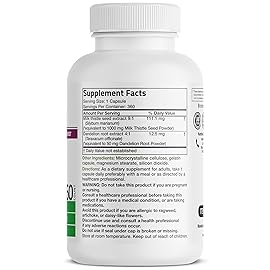 Bronson Milk Thistle Silymarin Marianum & Dandelion Extract Liver Health Support, Antioxidant Support, Detox, 360 Capsules