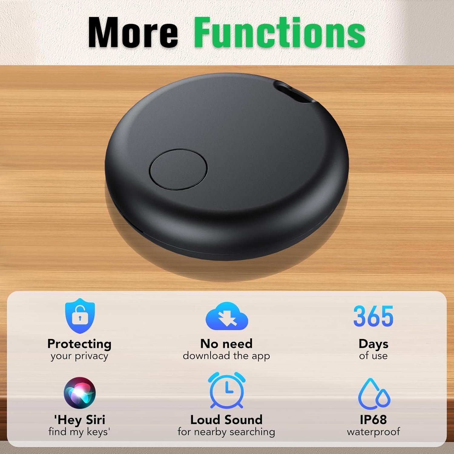 Smart Tracker Tags 4 Pack, localisateur d'objets Bluetooth Finder, compatible avec la recherche d'Apple (iOS uniquement), 365 jours d'utilisation, piles de remplacement, chercheur pour clés