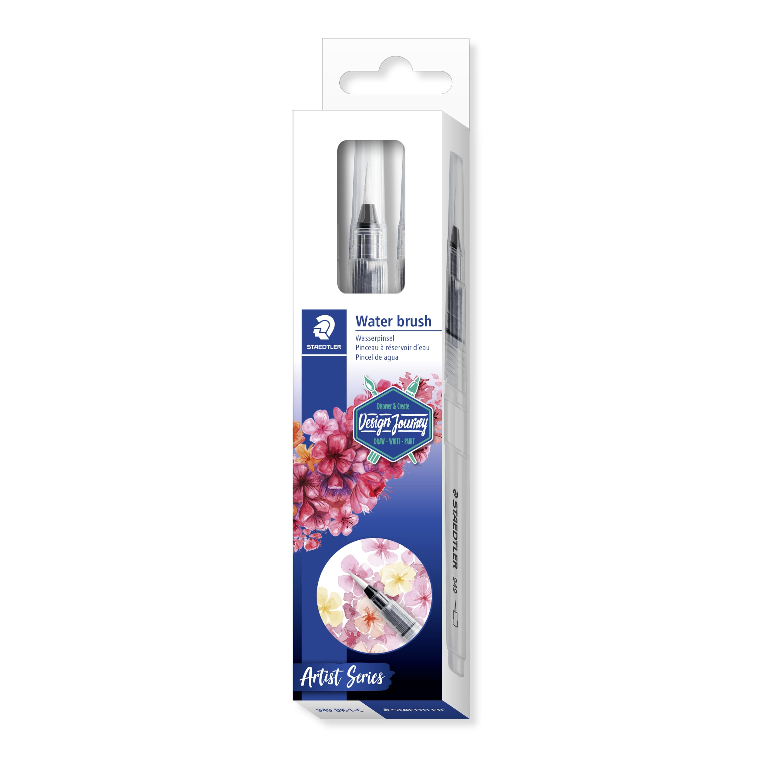 STAEDTLER Set 24 Aquarellfarbstifte wasservermalbar, hochwertige Künstler-Farbstifte, farbintensiv & lichtbeständig und Wasserpinsel mit robuster Nylonspitze