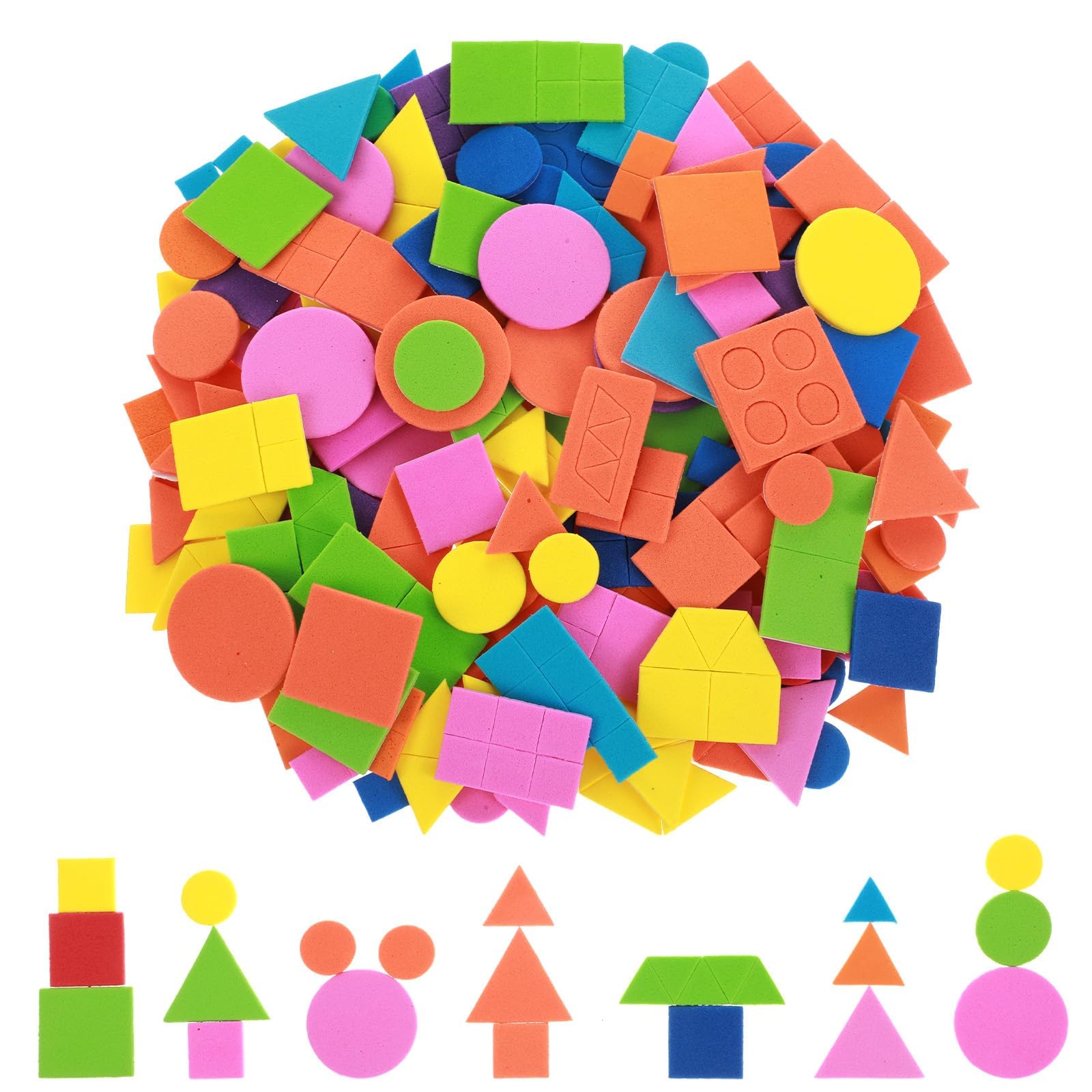 400 Pcs Geometric Shape Sticker, Self-Adhesive Foam Shapes Set, Kids Craft Activity Supplies, Multicolored Circles Squares Triangles for Classroom Decoration-image-22