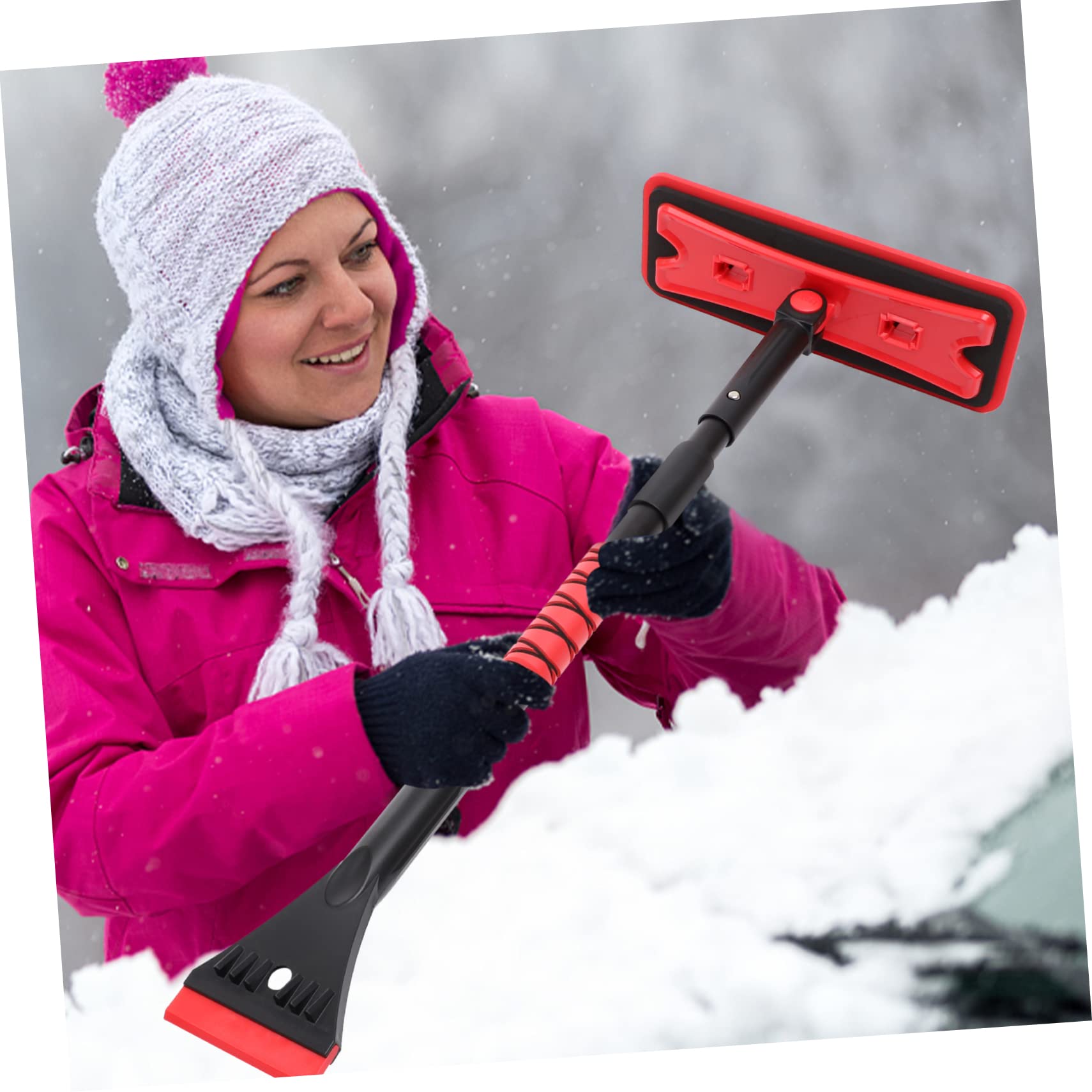 Raspador De Hielo y Cepillo para Coche Limpiaparabrisas Desmontable Herramienta De Limpieza para Invierno