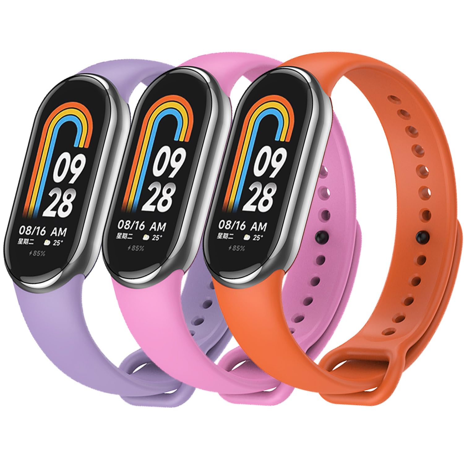 3 Pack Bands for Mi Band 8 Strap/Mi Band 9 Strap Soft Silicone Replacement Sport Wristband for Xiaomi Mi Band 8/9 Watch Band Accessories for Women Men