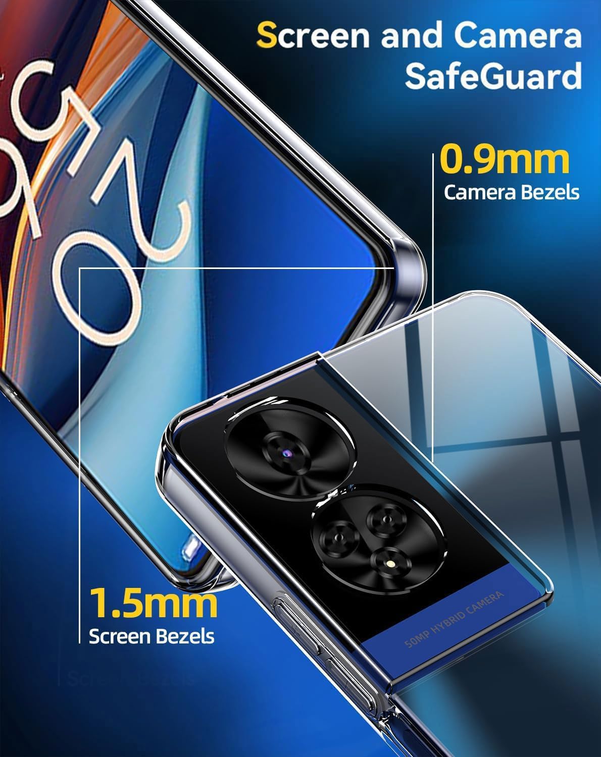 Cover compatibile con TCL 50 5G Custodia con 1 confezione di protezione per schermo in vetro temperato per TCL 50 5G, morbida custodia in TPU slim fit antiurto antigraffio - trasparente