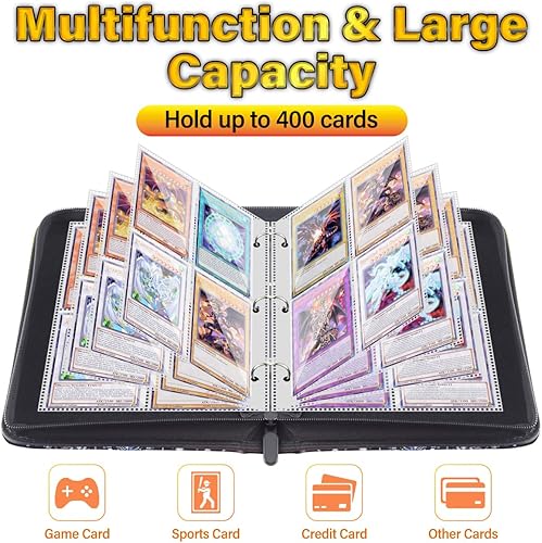 Miniatura 4 de Carpeta de tarjetas coleccionables para tarjetas YGO, carpeta de tarjetas TCG, estuche para libros con cremallera para PM MTG YGO, con capacidad