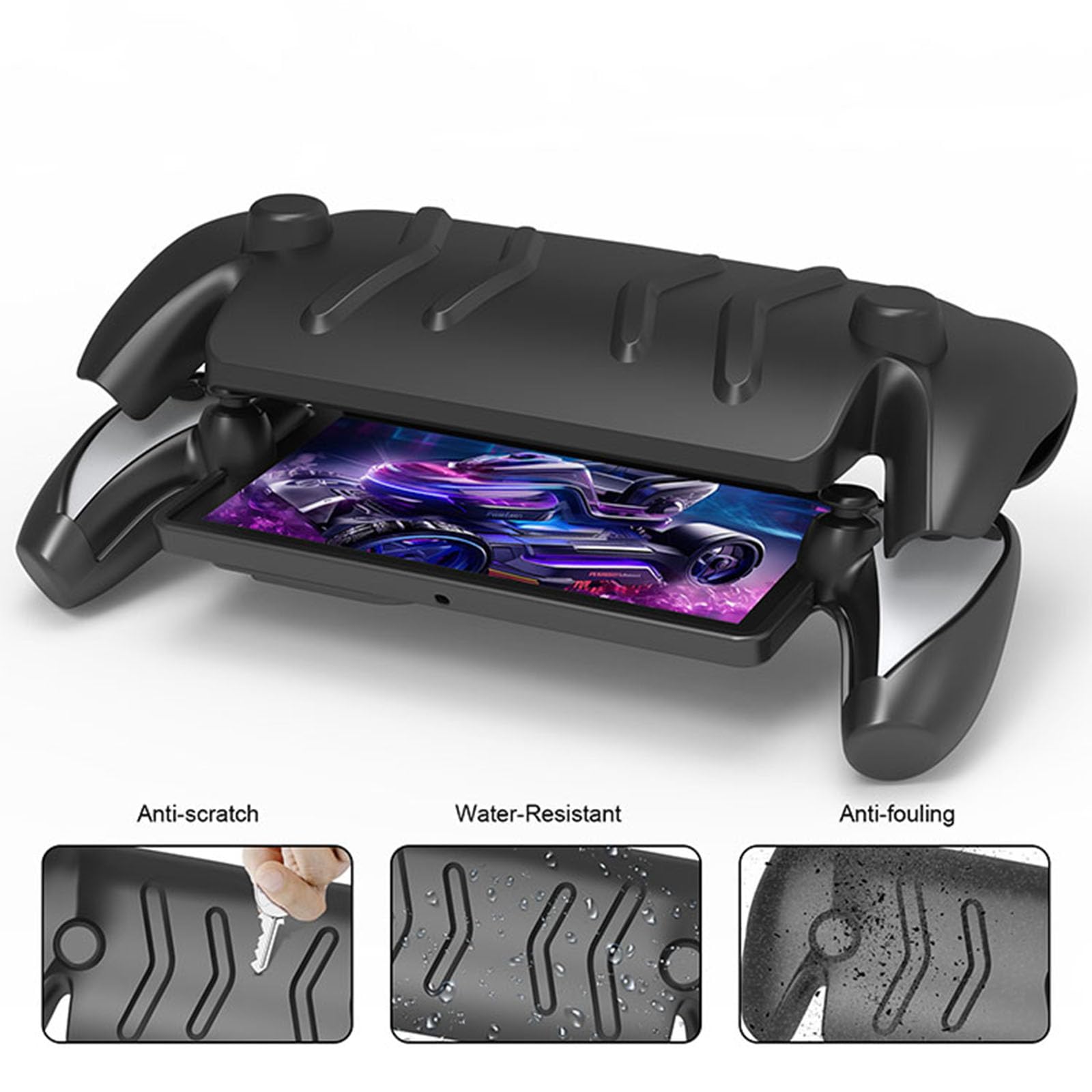 Funda Protectora Blanca con Carcasa Frontal Desmontable para P S 5 Portal 2023, Cobertura Completa con Soporte, anticaídas, Resistente Funda Protectora para Consola de Juegos