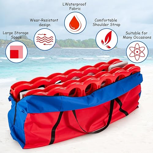 Miniatura 3 de Costzon Bolsa de transporte gigante 4 en una fila, azul + rojo, 47 x 11.5 x 19 pulgadas, 2 libras, correa para el hombro, juegos de suelo