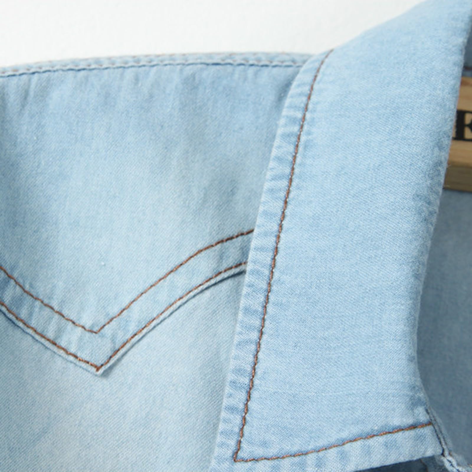 Generisch Damen Casual 3/4 Ärmel Button Down Crop Jean Top Knoten Krawatte Denim Hemd Jacke