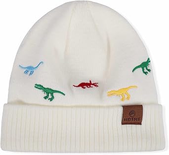 Toddler Knitted Beanie Boys Cute Embroidery Hat Baby Kids Cuffed Skull Caps for Winter Autumn