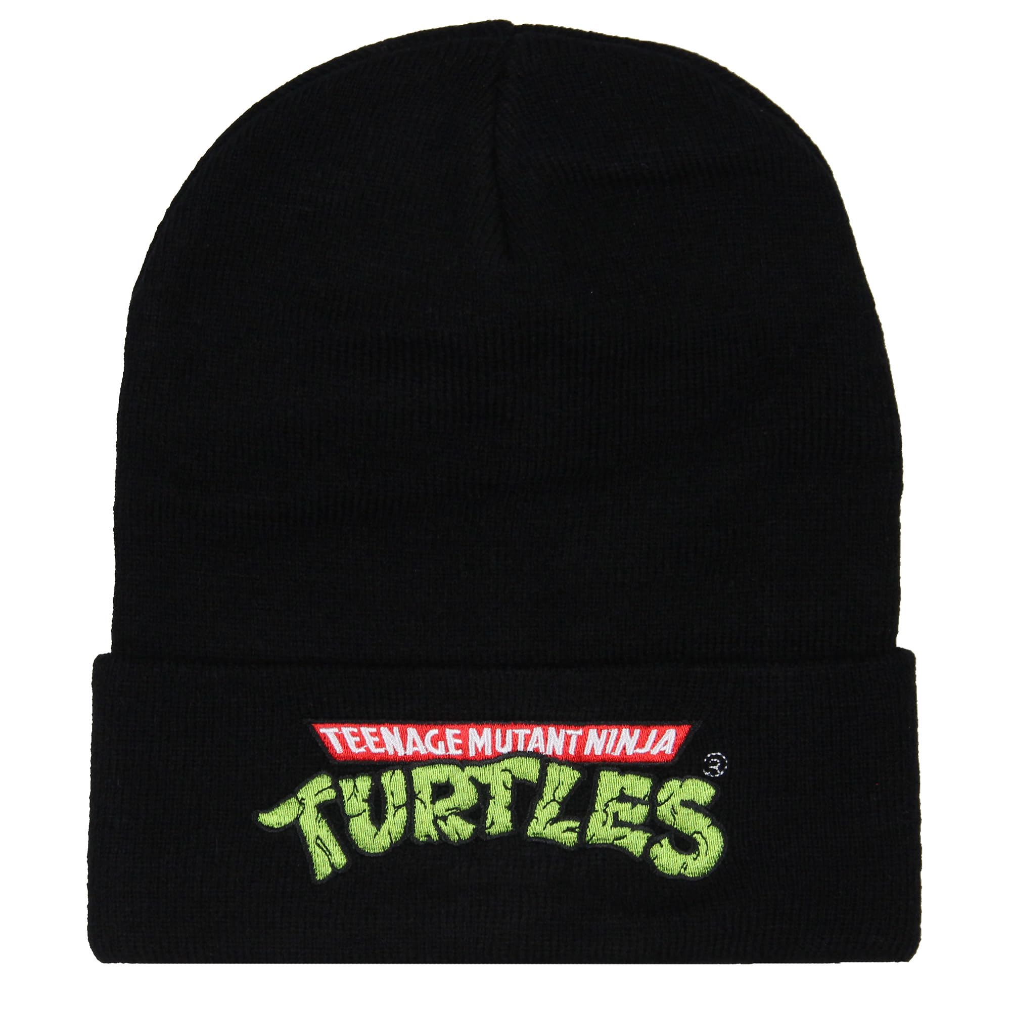 BioworldTeenage Mutant Ninja Turtles Hat Beanie Embroidered Classic Logo Knit Beanie Cap Black