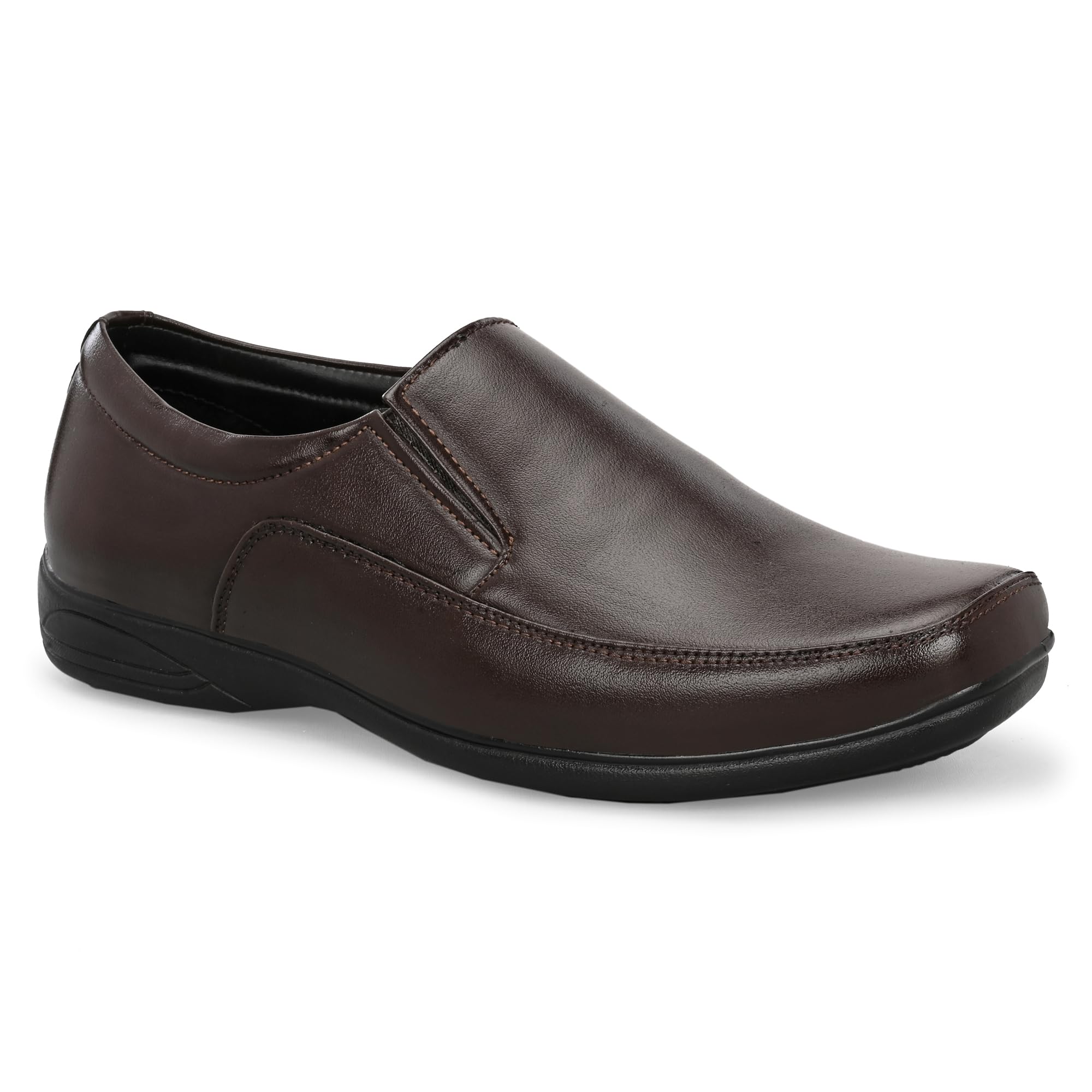 Men's Faux Leather Formal Moccasin Slip-On Shoes | Plain Smooth Upper, Square Toe, Cushioned Comfort Insole, PU Rubber Outsole | Wedding, Office, Comfortable Loafers for Man-picture-42