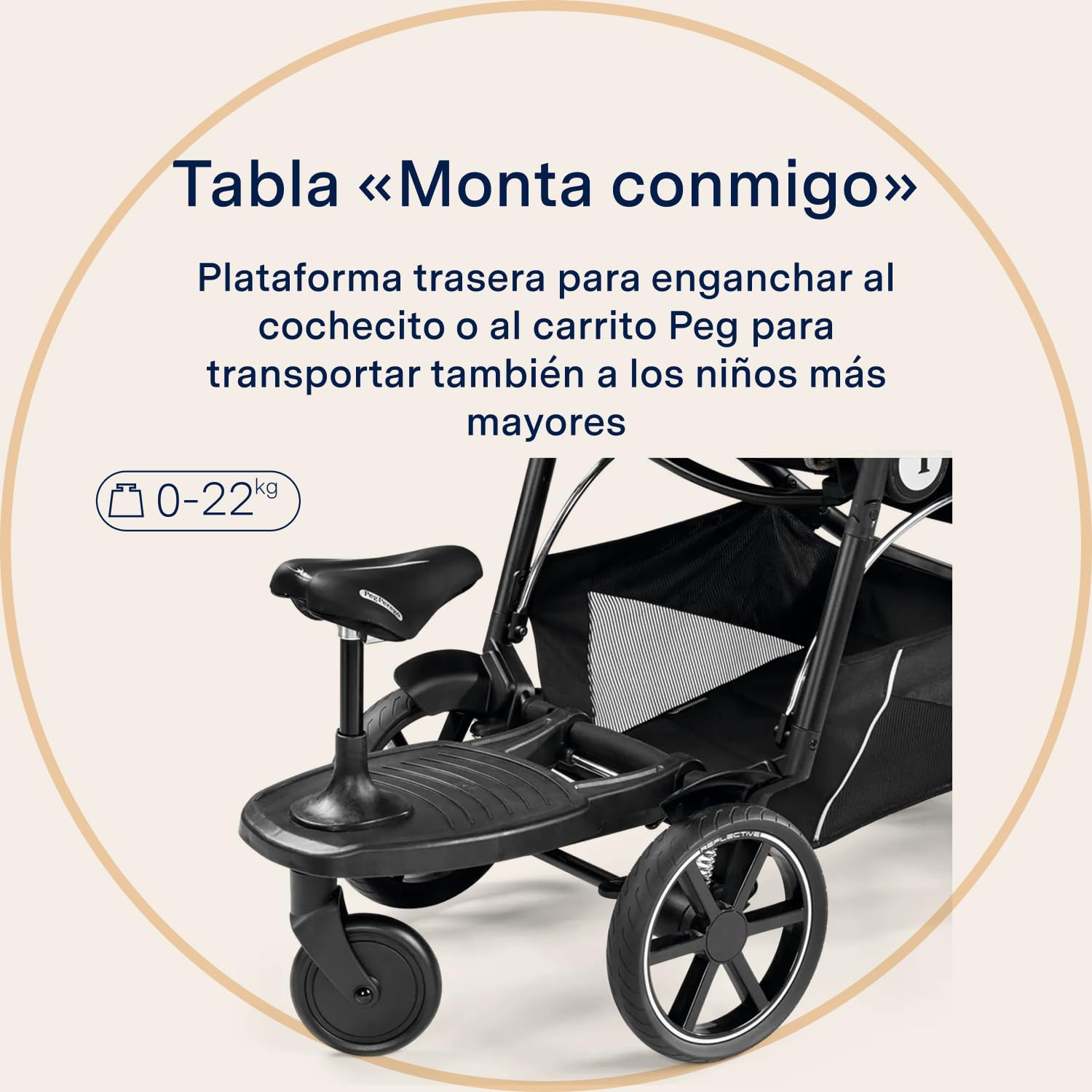 PEG Ride With Me Board - Patinete Trasero para Segundo Niño - Compatible con Sillas de Paseo Veloce y Vivace de Peg