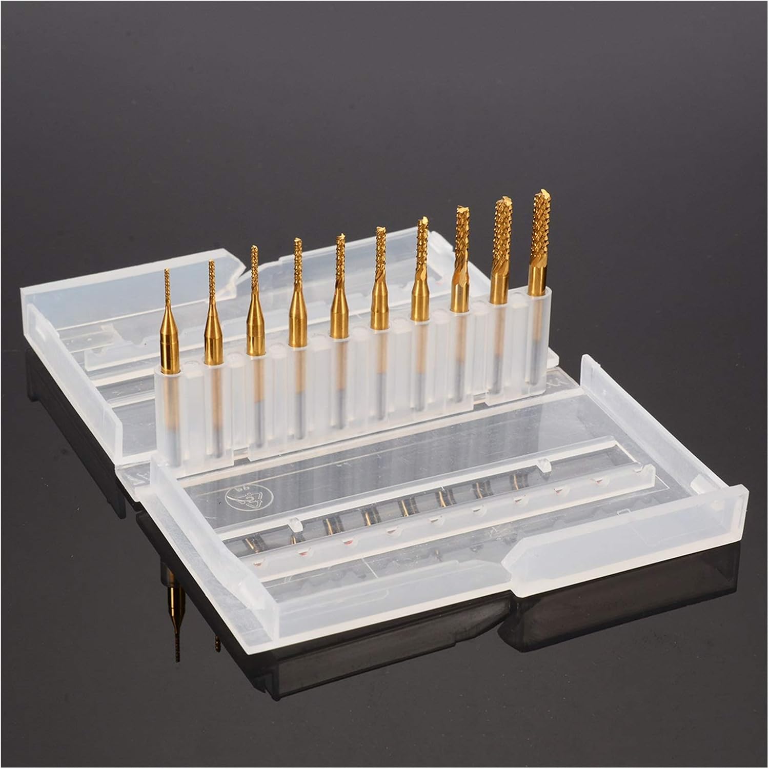 Milling Cutter Bit Rotating Bit 10pcs 1/8'' Titanium-plated PCB Drill Bit 0.8-3.175mm Carving Knife CNC End Mill Woodworking Tool