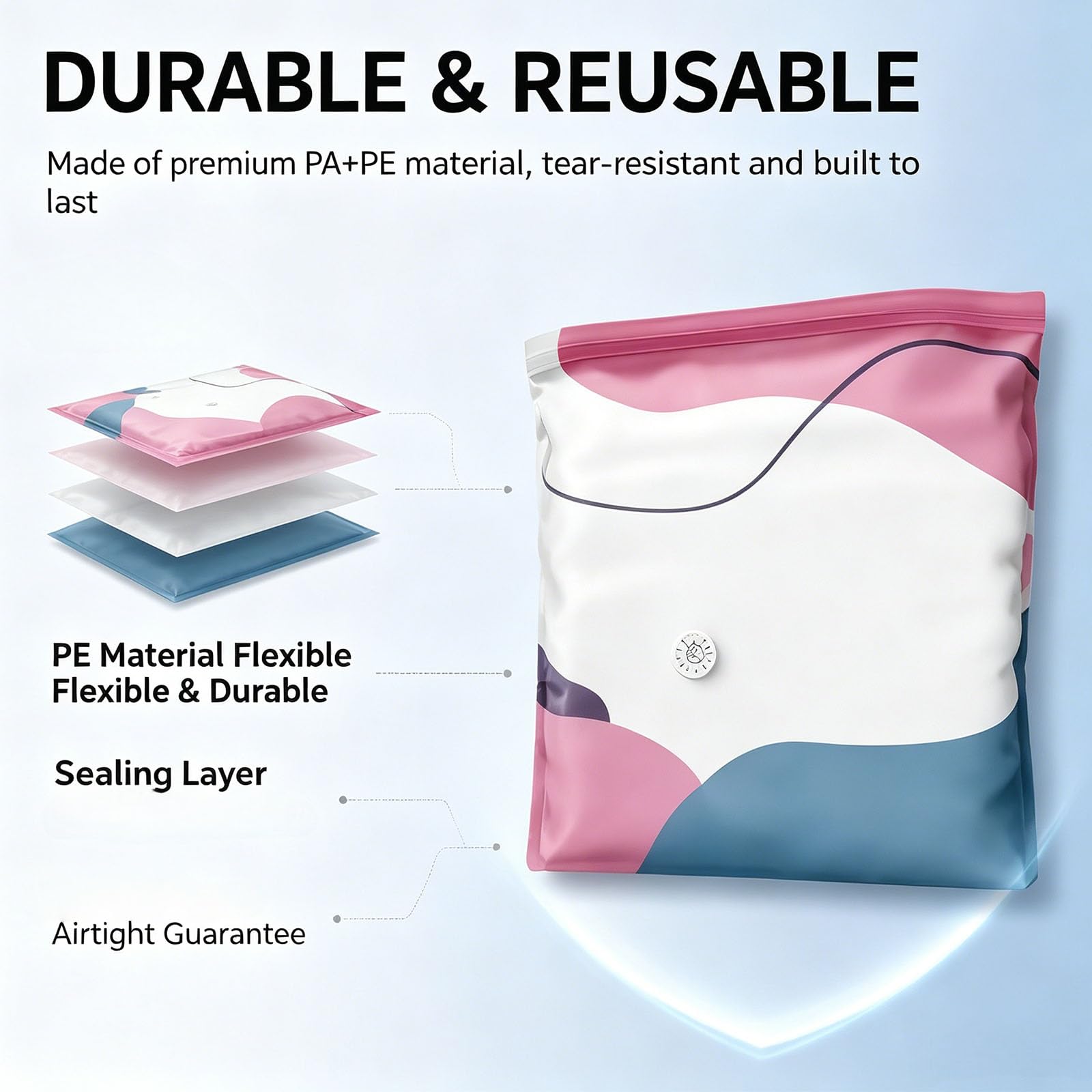 Bolsas de almacenamiento al vacío sin bomba, bolsas de compresión 3D para almacenamiento de ropa, mantas, ropa de cama, organización de viajes (XL x 4)