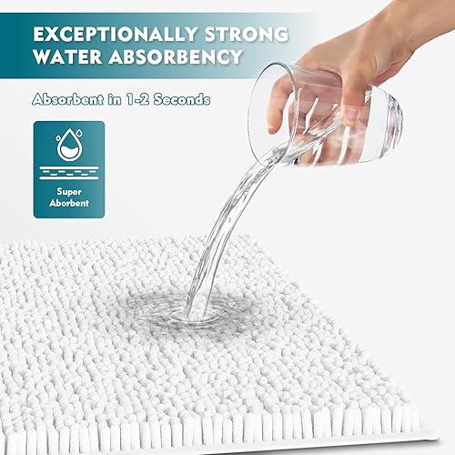 Miniatura 43 de Juego de 3 alfombras de baño extrasuaves y absorbentes, alfombras de baño de felpilla, alfombra de felpa antideslizante, juego de baño con alfombras