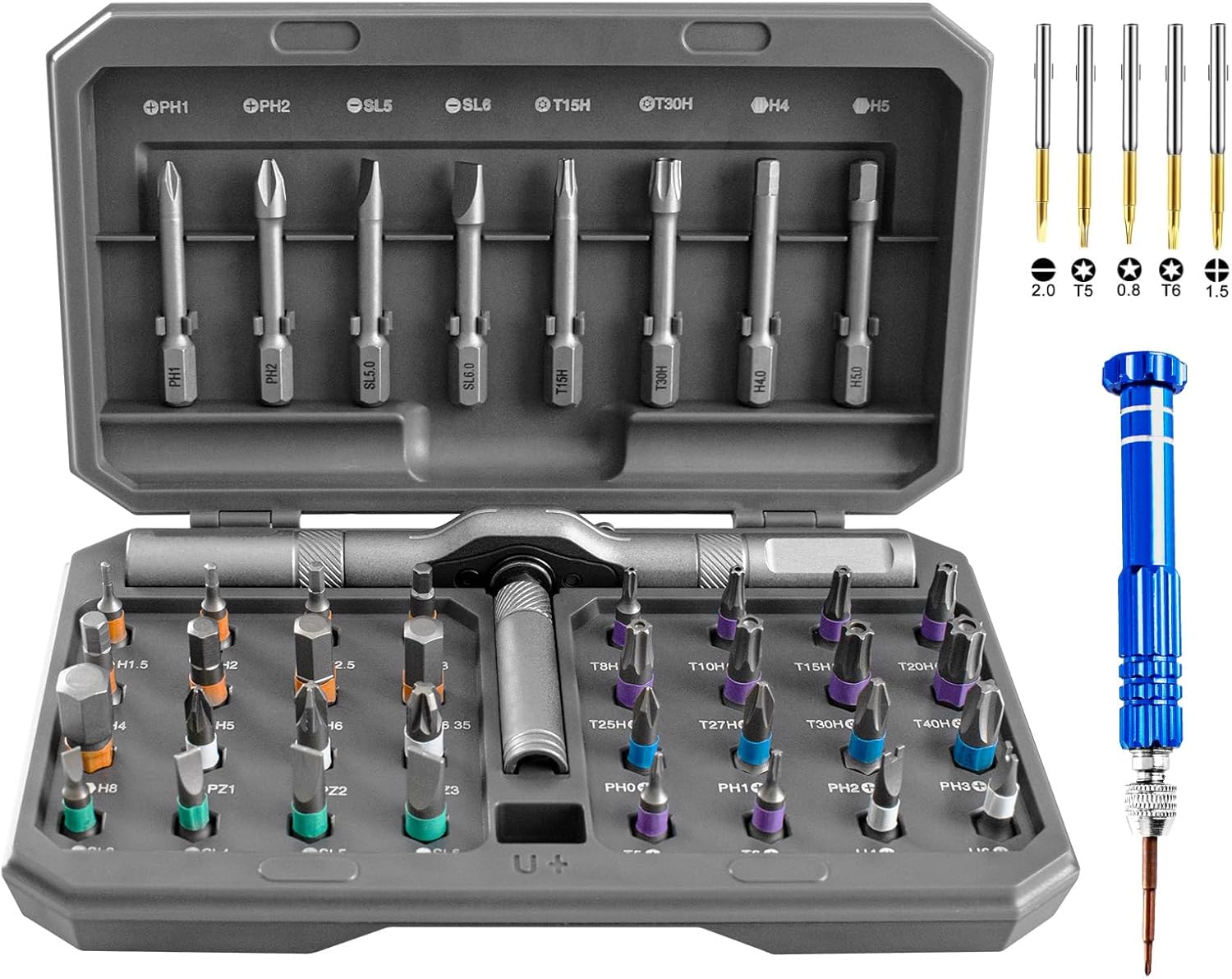 42 In 1 Magnetic Screwdriver Set, Multi Bit Ratchet Screwdriver Set with Small Screwdriver, t Handle Ratchet Screwdriver Repair Tool Kit for Computer Furniture & Diy